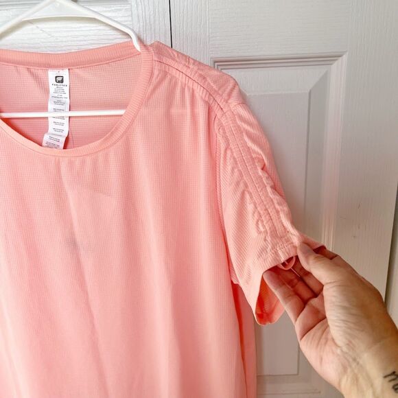 Fabletics NWT Cashel Dobby Check Mesh Drawcord S/S Lightweight Workout Shirt - Picture 6 of 12